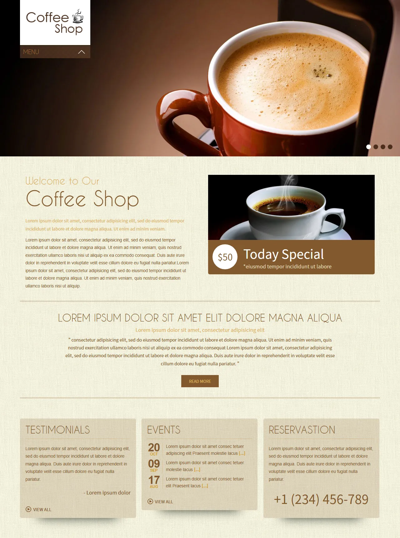 餐饮行业网站咖啡店网站模板