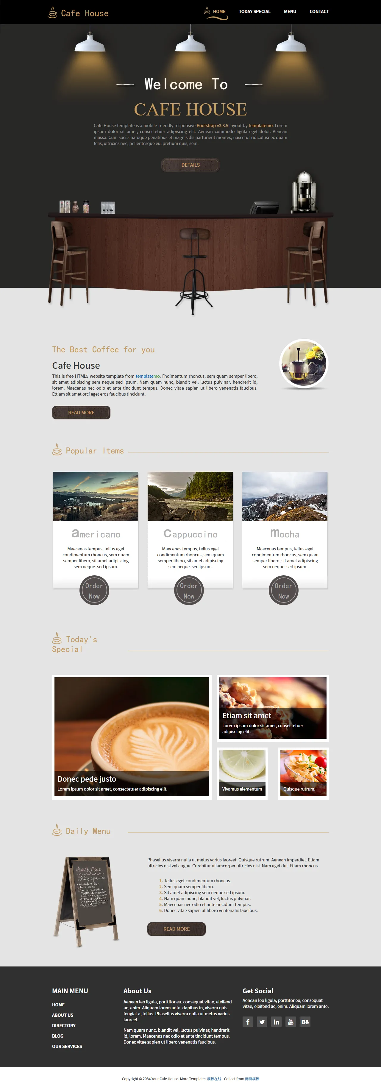 Cafe House咖啡馆HTML5模板