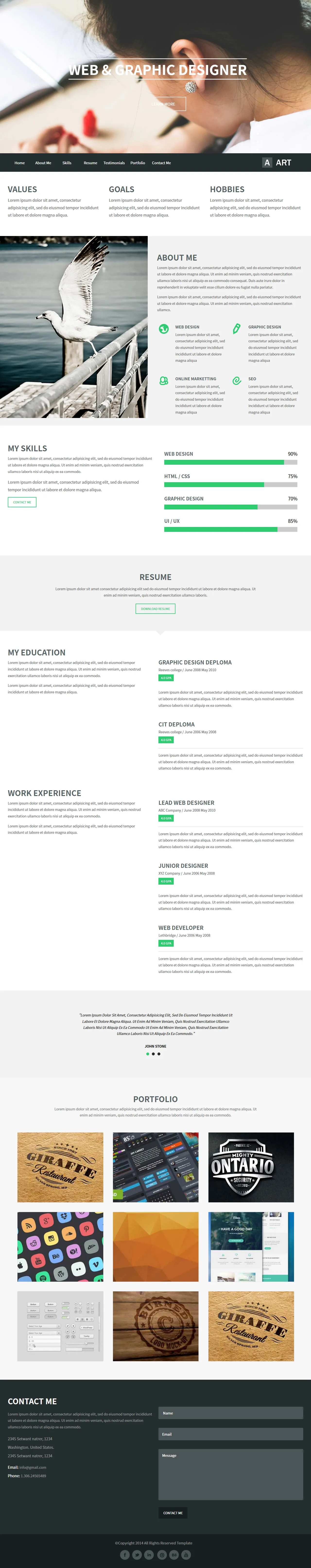 网页平面设计师个人作品集响应式模板