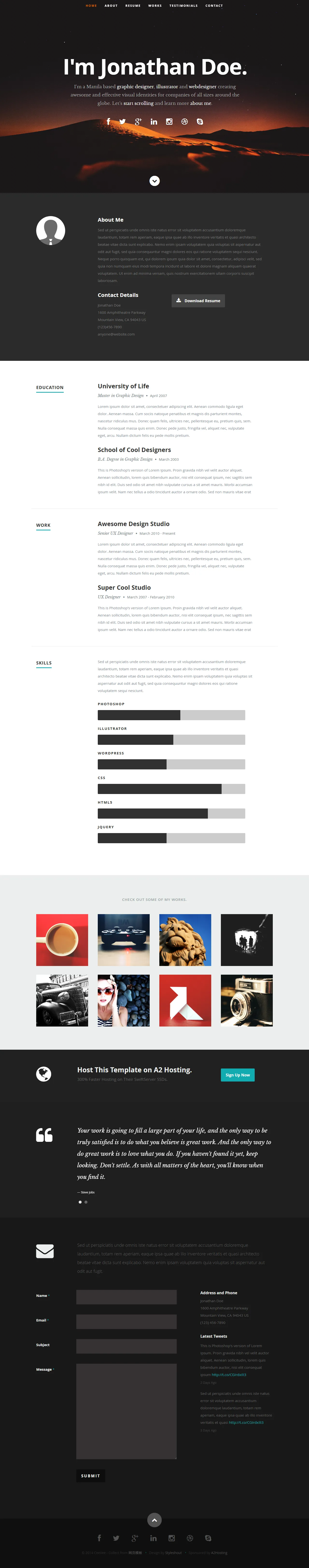 Ceevee个人简历HTML5 CSS3响应式模板