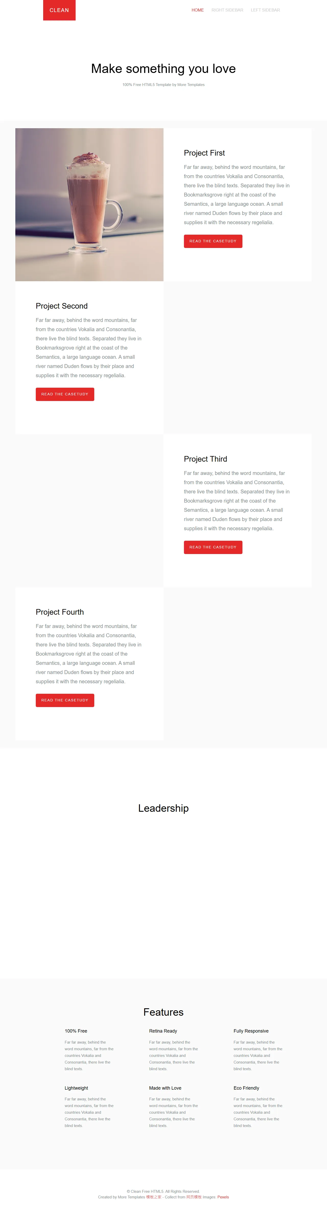 Clean通用HTML5响应式模板