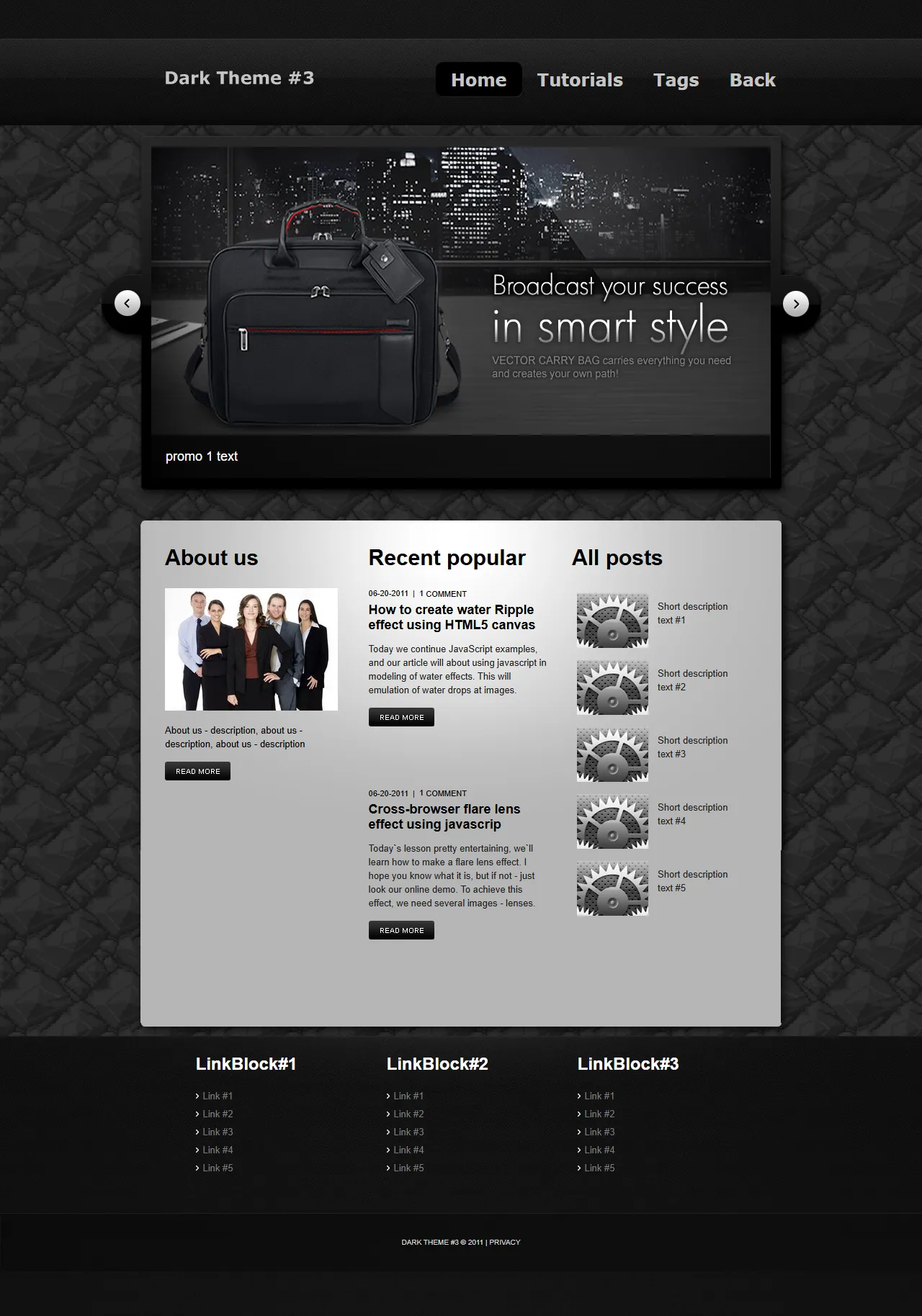 Dark Theme暗色教程网站模板