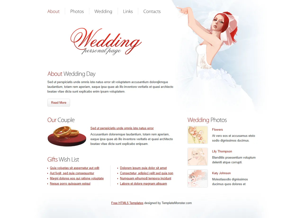 婚礼个人页面响应式模板