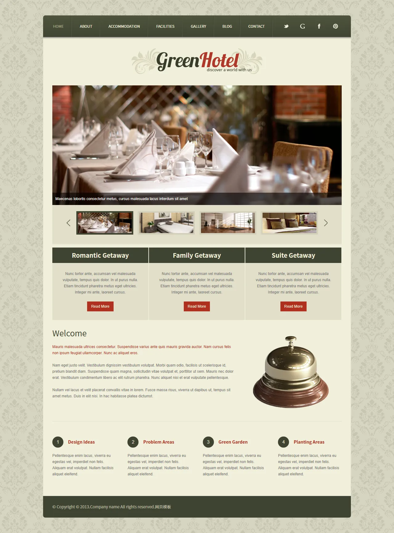 浪漫度假酒店响应式网站模板