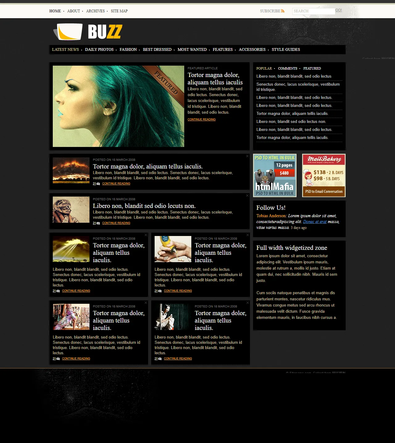 免费通用CSS英文网站模板